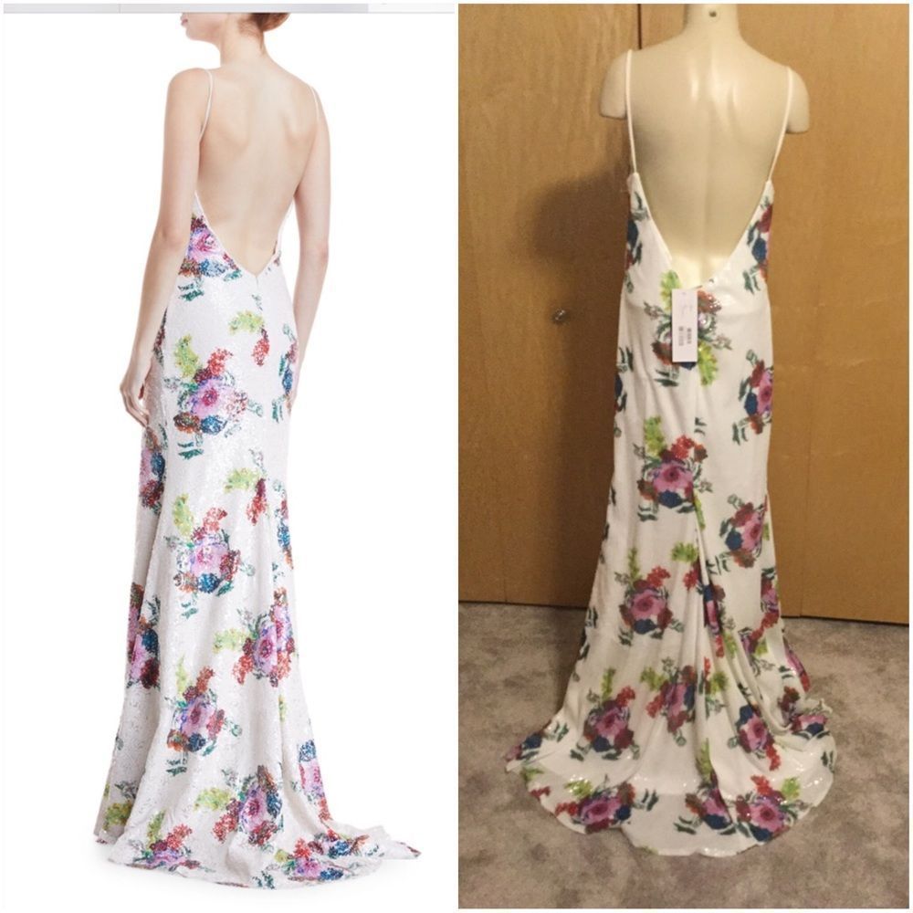 Jovani Floral Sequin Gown w/ Open Back - Picture 9 of 9